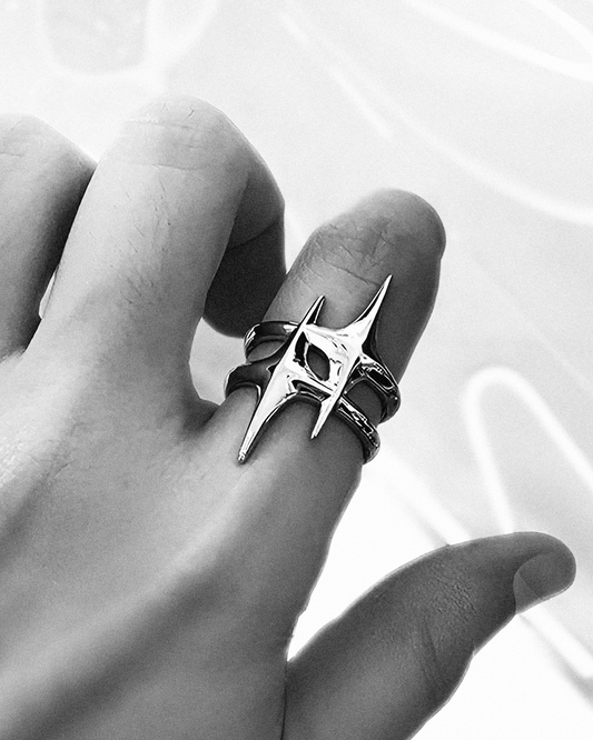 Lit Star Sterling Silver Ring